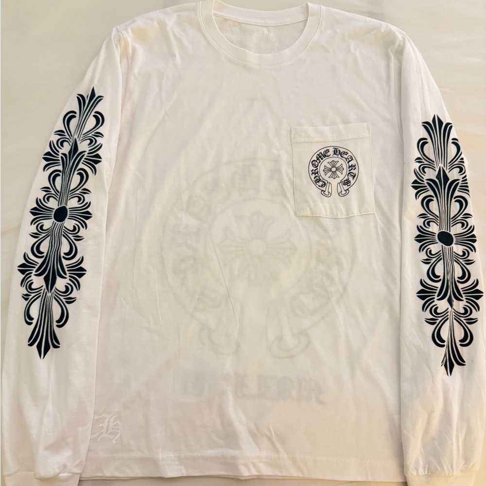 Chrome Hearts White Long-Sleeve Pocket Tee